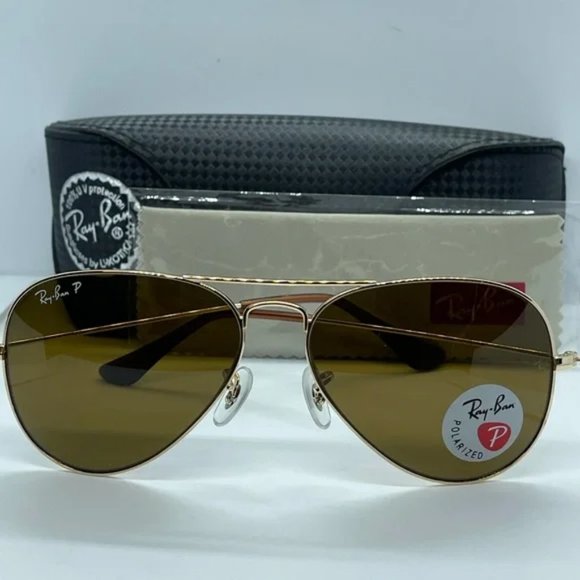 New Rayban Aviator Polarized 3025 Gold/Brown Polar asstd sizes - Picture 2 of 9